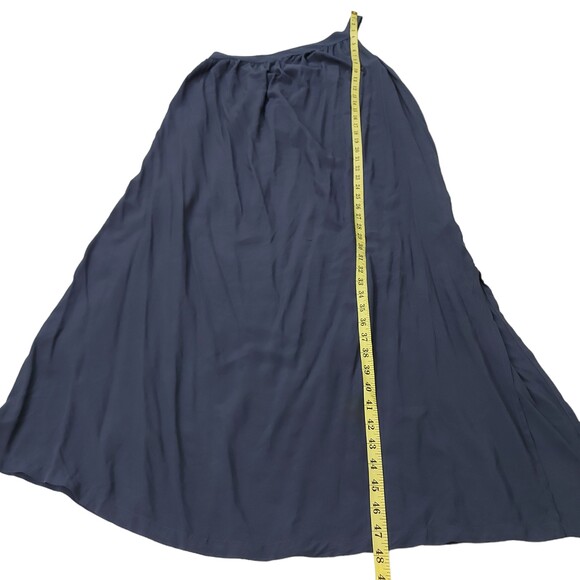 Old Navy One Shoulder Midi Dress Womens Medium Navy Pleated Rayon Bohemian - Picture 9 of 13